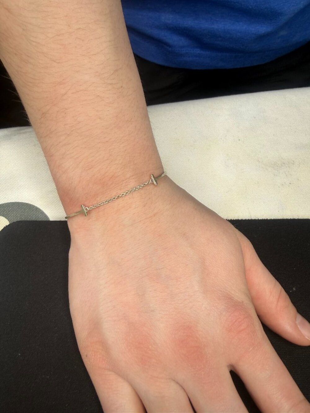 Silver Tone T-Bar Bracelet with Box